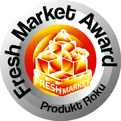 pomarańczowo-srebrne logo nagrody głównej za najlepszy produkt roku